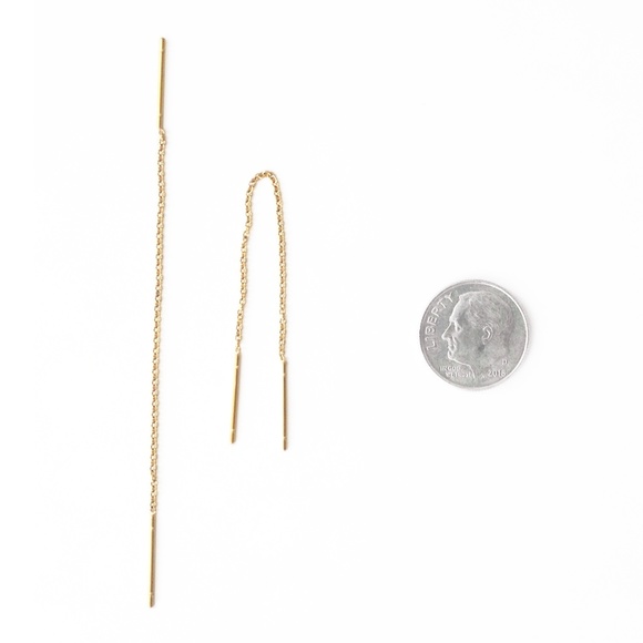 Earrings Threader Cable Chain Gold - Picture 2 of 3